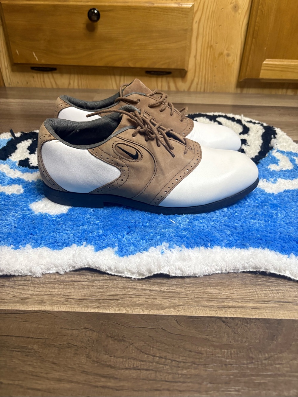 VTG AMAZING CONDITION Nike Zoom Air Men Golf Brown White Leather Metal GOLF SHOE